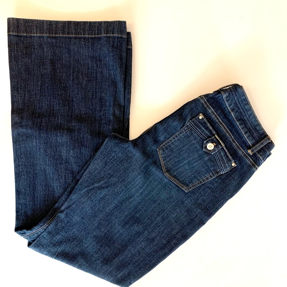 White House Black Market Flare Leg Jeans Size 10 dark wash denim